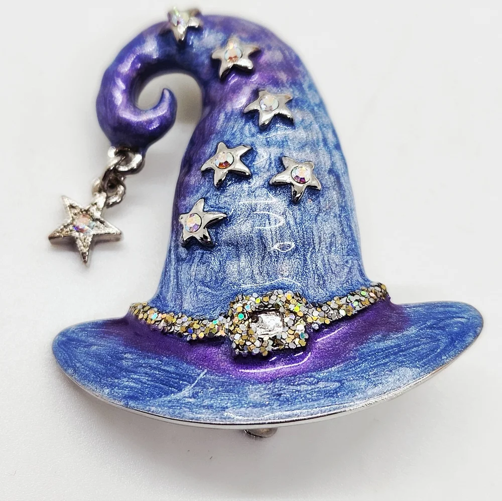 Kirks Folly Stella Magic Witch Hat Rhinestone Brooch Pin Pendant